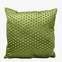 Green Damask / Self Design / Woven Geometric Zipper Square Cushion Covers (16x16 inch or 40 x 40 cm) Set of 5-thumb1