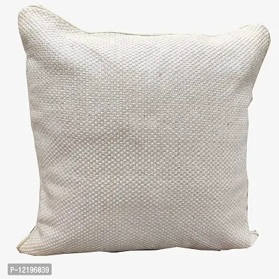Cream Self Design Woven Geometric Woven Zipper Square Set Cushion Covers (16x16 inch or 40 x 40 cm) Set of 3-thumb2