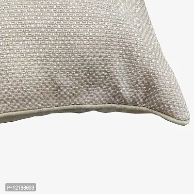 Cream Self Design Woven Geometric Woven Zipper Square Set Cushion Covers (16x16 inch or 40 x 40 cm) Set of 3-thumb3