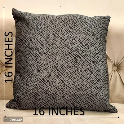 Grey Damask / Self Design / Woven Geometric Zipper Square Combo Cushion Covers (16x16 inch or 40 x 40 cm) Set of 5-thumb2