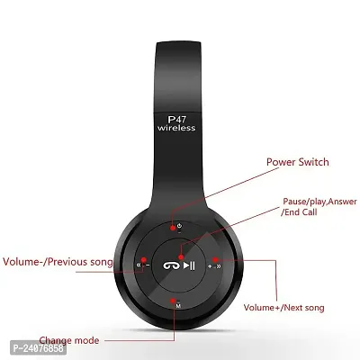 P47 Wireless Bluetooth Over the Ear Headphone with Mic (Multicolour)-thumb3