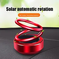 Plastic Solar Dashboard Idol Ring Fragrance Auto Pearl-Air Freshener Oil for Car Solar Double Ring Auto Rotate Car Perfume for Car Interior Decoration (Red)-thumb2