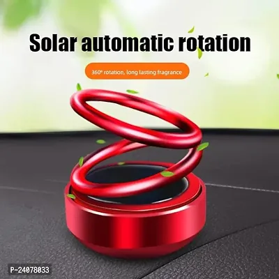 Plastic Solar Dashboard Idol Ring Fragrance Auto Pearl-Air Freshener Oil for Car Solar Double Ring Auto Rotate Car Perfume for Car Interior Decoration (Red)-thumb3