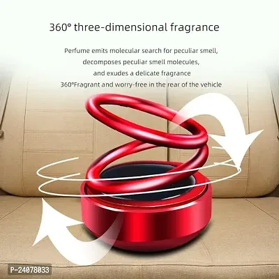 Plastic Solar Dashboard Idol Ring Fragrance Auto Pearl-Air Freshener Oil for Car Solar Double Ring Auto Rotate Car Perfume for Car Interior Decoration (Red)-thumb4