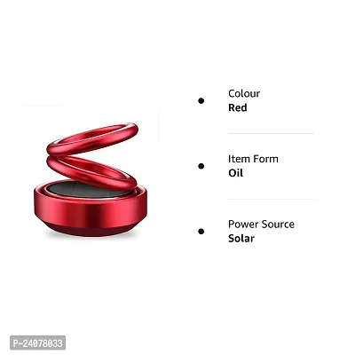 Plastic Solar Dashboard Idol Ring Fragrance Auto Pearl-Air Freshener Oil for Car Solar Double Ring Auto Rotate Car Perfume for Car Interior Decoration (Red)-thumb5