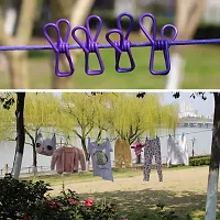 Travel Elastic Clothesline Laundry Line Camping Clothes Lines Adjustable Clothes Rope with 12pcs Clothespins Portable Clothesline with Clips for Outdoor Indoor Wind-Proof Clothesline Multicolour-thumb2