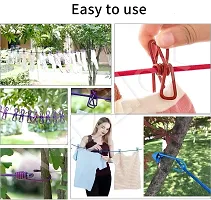 Travel Elastic Clothesline Laundry Line Camping Clothes Lines Adjustable Clothes Rope with 12pcs Clothespins Portable Clothesline with Clips for Outdoor Indoor Wind-Proof Clothesline Multicolour-thumb3
