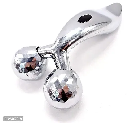 Body Massager/ 3D Manual Roller Massager/ 360 Rotate Roller Face Body Massager/Skin Lifting/Wrinkle Remover and Facial Massage/Relaxation and Skin Tightening Tool/UniSex (Silver)-thumb0