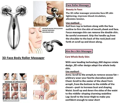 Body Massager/ 3D Manual Roller Massager/ 360 Rotate Roller Face Body Massager/Skin Lifting/Wrinkle Remover and Facial Massage/Relaxation and Skin Tightening Tool/UniSex (Silver)-thumb4