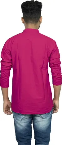 Rainbow Cloths Men Solid Straight Kurta Pink-thumb1