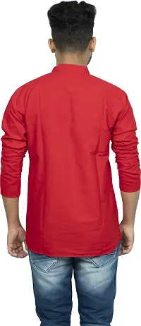 Rainbow Cloths Men Solid Straight Kurta Red-thumb1