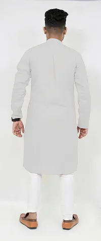 Stylish Men Solid Straight Kurta White-thumb1