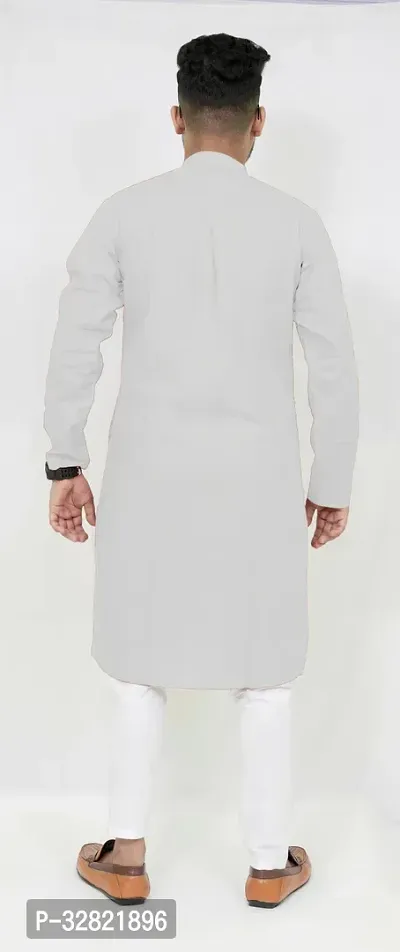 Stylish Men Solid Straight Kurta White-thumb2