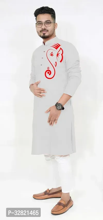 Stylish Cotton Stitched Kurta with Bottom for Men-thumb0