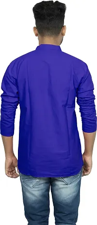 Rainbow Cloths Men Solid Straight Kurta Blue-thumb1