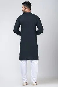 Rainbow Cloths Men Solid Straight Kurta Black-thumb1