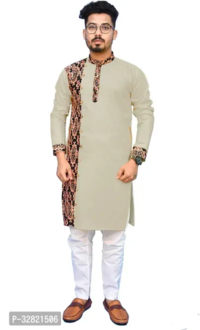 Stylish Cotton Stitched Kurta with Bottom for Men