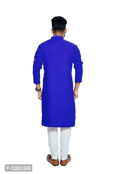 Rainbow Cloths Men Printed Straight Kurta Blue-thumb2