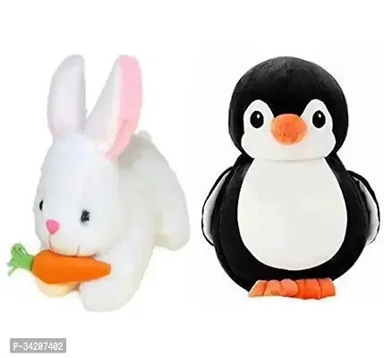 Adorable Cotton Rabbit And Penguin Soft Toys For Kids Pack Of 2-thumb0