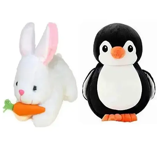 Adorable Cotton Rabbit And Penguin Soft Toys For Kids Pack Of 2