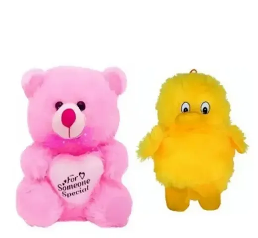 Adorable Cotton Teddy With Duck Soft Toys For Kids Pack Of 2