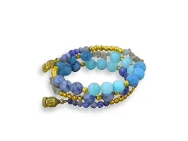 Tranquil Waters Sodalite and Apatite Gemstone Bracelet with Labradorite Accents-thumb4