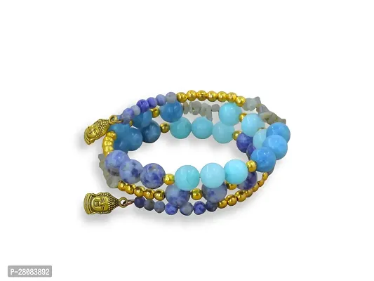 Tranquil Waters Sodalite and Apatite Gemstone Bracelet with Labradorite Accents-thumb5