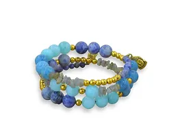 Tranquil Waters Sodalite and Apatite Gemstone Bracelet with Labradorite Accents-thumb1