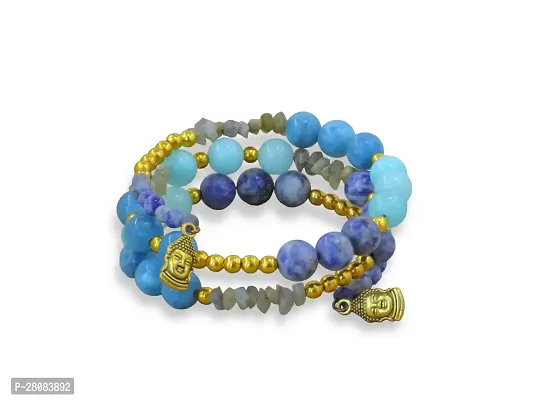 Tranquil Waters Sodalite and Apatite Gemstone Bracelet with Labradorite Accents-thumb3