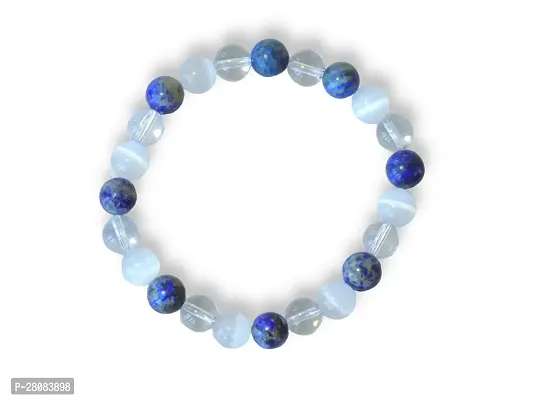Celestial Harmony Selenite, Lapis Lazuli, and Clear Quartz Bracelet