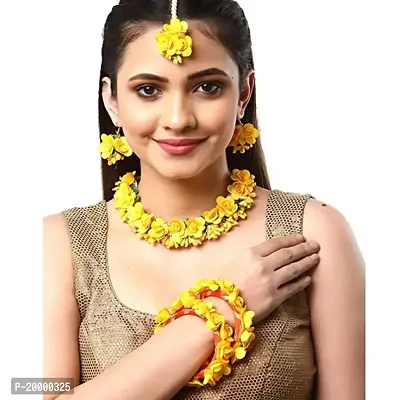 Maheev Yellow Flowers Jewellery Set For Haldi-thumb0