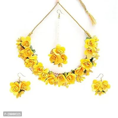 Maheev Yellow Flowers Jewellery Set For Haldi-thumb3