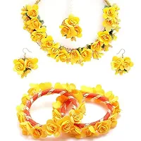 Maheev Yellow Flowers Jewellery Set For Haldi-thumb1