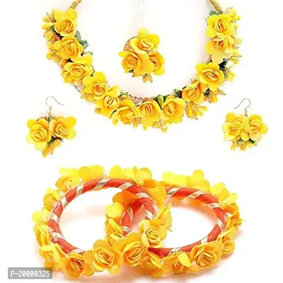 Maheev Yellow Flowers Jewellery Set For Haldi-thumb2