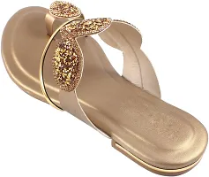 Gunjan Collection Golden Striped Fashion Flats Sandal For Women-thumb3