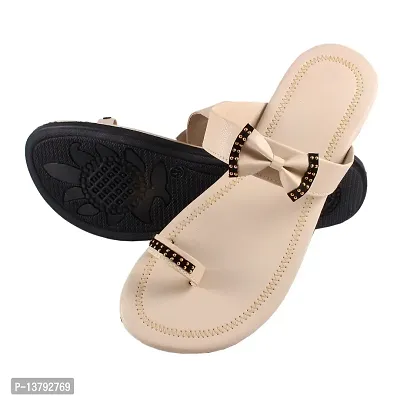 Gunjan Collection Off White Striped Fashion Flats Sandal For Women-thumb0