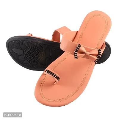 Gunjan Collection Pink Striped Fashion Flats Sandal For Women-thumb0
