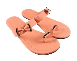 Gunjan Collection Pink Striped Fashion Flats Sandal For Women-thumb2