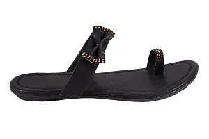 Gunjan Collection Black Striped Fashion Flats Sandal For Women-thumb2