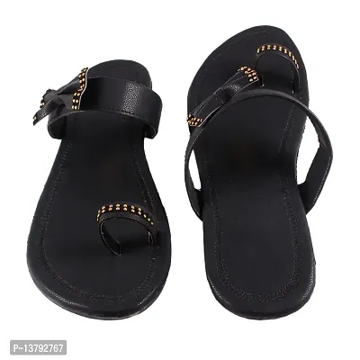 Gunjan Collection Black Striped Fashion Flats Sandal For Women-thumb4