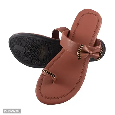 Gunjan Collection Brown Striped Fashion Flats Sandal For Women-thumb0