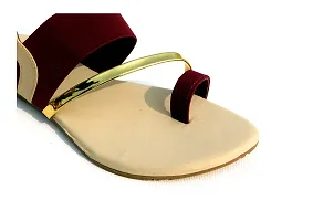 Gunjan Collection Maroon Striped Fashion Flats Sandal For Women-thumb2