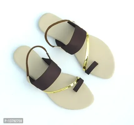 Gunjan Collection Brown Striped Fashion Flats Sandal For Women-thumb3