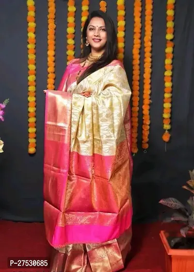 Fancy Kanjeevaram Silk Saree With Blouse Piece For Women