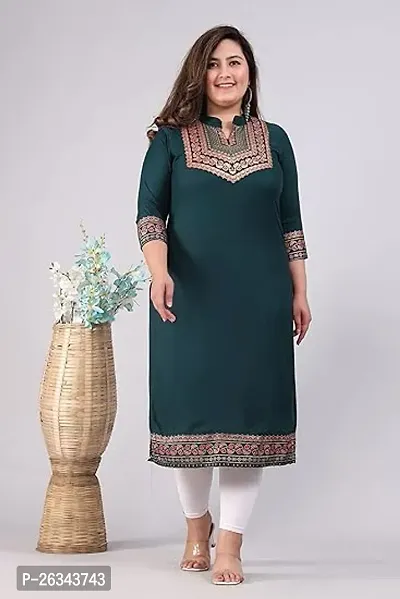 Stylish Rayon Green Printed Stitched Kurta For Women