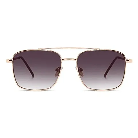 rofek Metal Frame UV Protected Square Sunglasses for Men and Women | Silver Frame | Light Blue Lens Unisex Sunglass