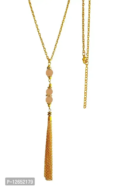 A2S2 Crystal Bead Sweater Long Chain Pendant Necklace for Women Fashion Light Brown/Gold Color Tassel Pendant Long Necklace Statement Neck Jewelry.(Light Brown) (Light Brown)-thumb0