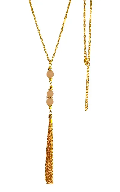 A2S2 Crystal Bead Sweater Long Chain Pendant Necklace for Women Fashion Light Brown/Gold Color Tassel Pendant Long Necklace Statement Neck Jewelry.(Light Brown) (Light Brown)