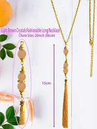 A2S2 Crystal Bead Sweater Long Chain Pendant Necklace for Women Fashion Light Brown/Gold Color Tassel Pendant Long Necklace Statement Neck Jewelry.(Light Brown) (Light Brown)-thumb1