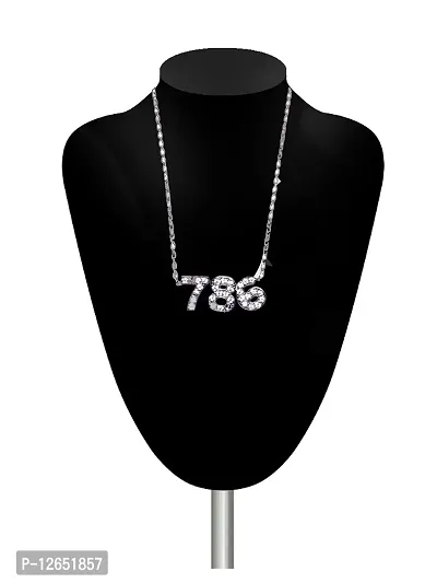 A2S2 Luxurious Lucky Number 786 Silver Pendant Thick Chain Necklace For Boy And Man (36)-thumb2